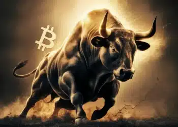 Býk a logo Bitcoinu